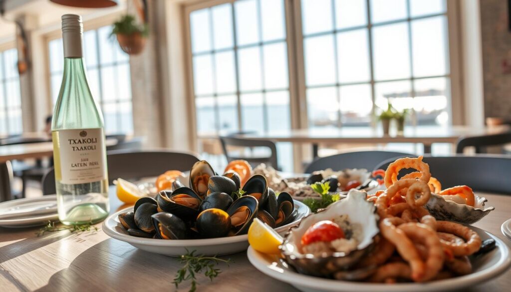 Txakoli dengan Makanan Laut Txakoli dengan Makanan Laut